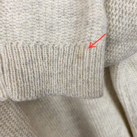 Vintage Columbia Sweater Cream Pullover Shetland Wool Long Sleeve Men's L - Flaw - Picture 9 of 9